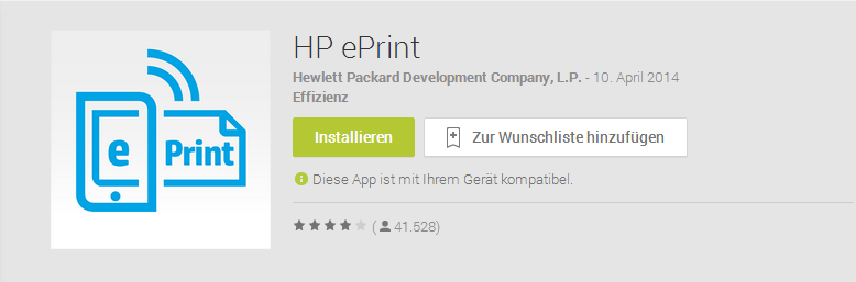 Abbildung HP ePrint App